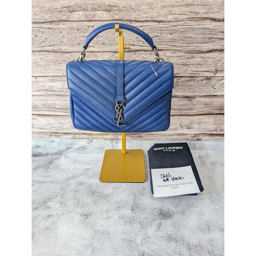 Saint Laurent YSL Medium Royal Blue Crossbody Shoulder College Bag